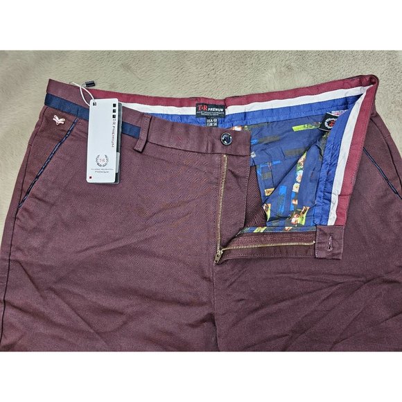 TR Premium Comfort-Fit Casual Stretch Flat Front Burgundy Chino Pants - Picture 3 of 11